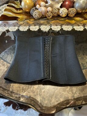Black Waist Trainer Corset with Hook Closure